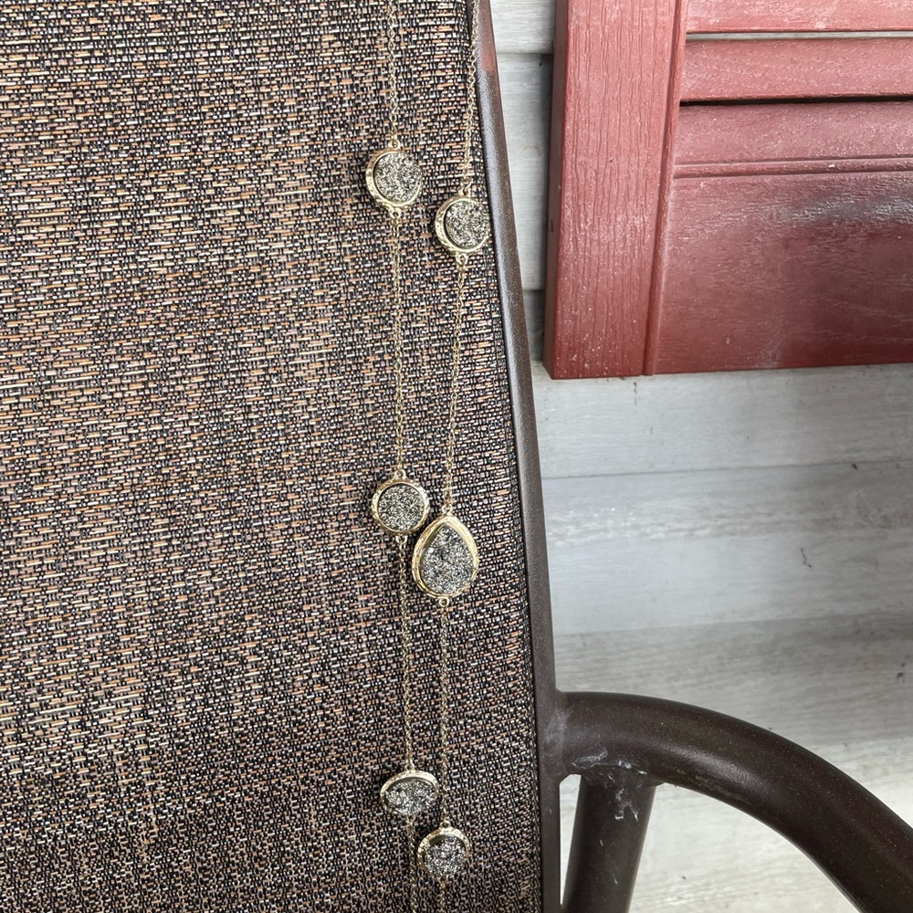 Gold Pendant Layered Necklace with Druzy Stones